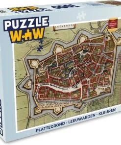 PuzzleWow Puzzel Plattegrond - Leeuwarden - Kleuren - Legpuzzel - Puzzel 1000 Stukjes Volwassenen - Stadskaart - Sinterklaas Cadeautjes - Sinterklaas Voor Grote Kinderen