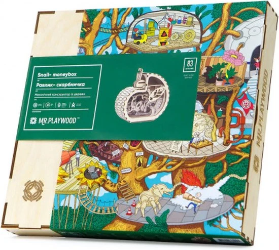 Mr. Playwood Modelbouwpakket Snail Moneybox 18,6 Cm Hout 81-delig 3 Mr. Playwood Modelbouwpakket Snail Moneybox 18,6 Cm Hout 81-delig - Afbeelding 3