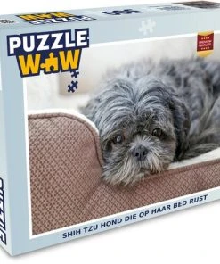 PuzzleWow Puzzel Shih Tzu Hond Die Op Haar Bed Rust - Legpuzzel - Puzzel 500 Stukjes - Sinterklaas Cadeautjes - Sinterklaas Voor Grote Kinderen