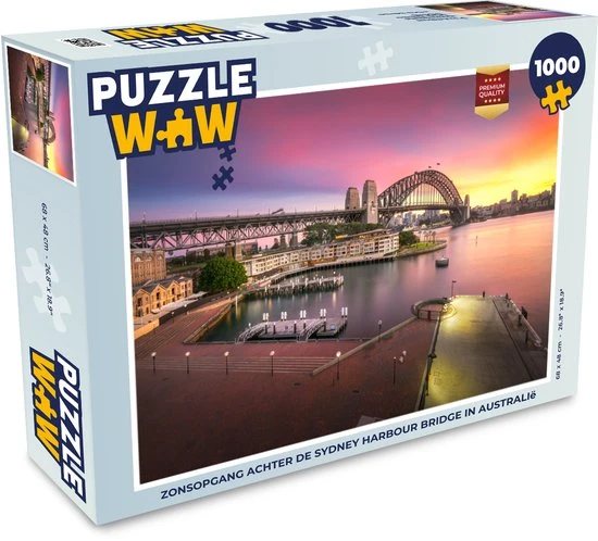 PuzzleWow Puzzel Zonsopgang Achter De Sydney Harbour Bridge In Australië - Legpuzzel - Puzzel 1000 Stukjes Volwassenen - Sinterklaas Cadeautjes - Sinterklaas Voor Grote Kinderen 1 PuzzleWow Puzzel Zonsopgang Achter De Sydney Harbour Bridge In Australië - Legpuzzel - Puzzel 1000 Stukjes Volwassenen - Sinterklaas Cadeautjes - Sinterklaas Voor Grote Kinderen
