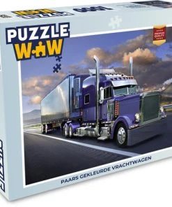 PuzzleWow Puzzel Paars Gekleurde Vrachtwagen - Legpuzzel - Puzzel 1000 Stukjes Volwassenen - Sinterklaas Cadeautjes - Sinterklaas Voor Grote Kinderen