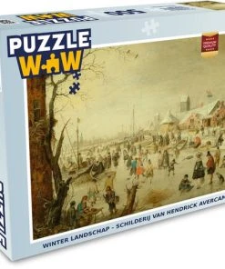 PuzzleWow Puzzel Winter Landschap - Schilderij Van Hendrick Avercamp - Legpuzzel - Puzzel 500 Stukjes - Sinterklaas Cadeautjes - Sinterklaas Voor Grote Kinderen