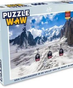 PuzzleWow Puzzel Drie Kabelwagens In De Vallei Van De Mont Blanc - Legpuzzel - Puzzel 1000 Stukjes Volwassenen - Sinterklaas Cadeautjes - Sinterklaas Voor Grote Kinderen