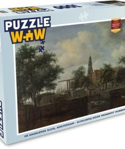 PuzzleWow Puzzel De Haarlemse Sluis, Amsterdam - Schilderij Door Meindert Hobbema - Legpuzzel - Puzzel 1000 Stukjes Volwassenen - Sinterklaas Cadeautjes - Sinterklaas Voor Grote Kinderen