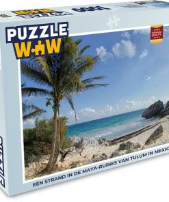PuzzleWow Puzzel Een Strand In De Maya-ruïnes Van Tulum In Mexico - Legpuzzel - Puzzel 1000 Stukjes Volwassenen - Sinterklaas Cadeautjes - Sinterklaas Voor Grote Kinderen