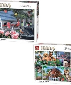 King Animal Collection + Colorful Birds Legpuzzel 1000 Stukjes Volwassenen