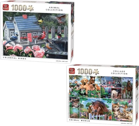 King Animal Collection + Colorful Birds Legpuzzel 1000 Stukjes Volwassenen 1 King Animal Collection + Colorful Birds Legpuzzel 1000 Stukjes Volwassenen