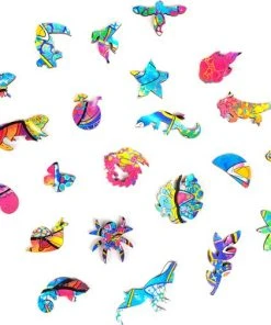 UNIDRAGON Houten Puzzel Dier - Regenboogkleurige Kameleon - 202 Stukjes - Medium 26x33 Cm -Goedkope puzzels winkel 550x504 3