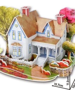 Pippashop Kartonnen 3D Puzzel Romantisch Wit Huisje