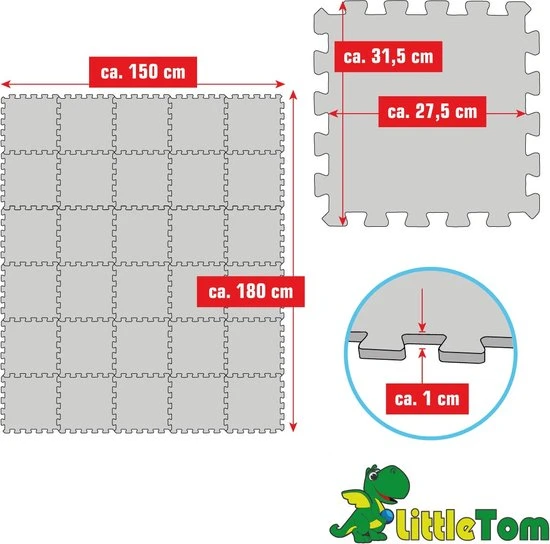 LittleTom 20 Delige Puzzelmat Voor Baby's En Kinderen - 30x30 Puzzel Speelmat EVA Kruipmat 5 LittleTom 20 Delige Puzzelmat Voor Baby's En Kinderen - 30x30 Puzzel Speelmat EVA Kruipmat - Afbeelding 5