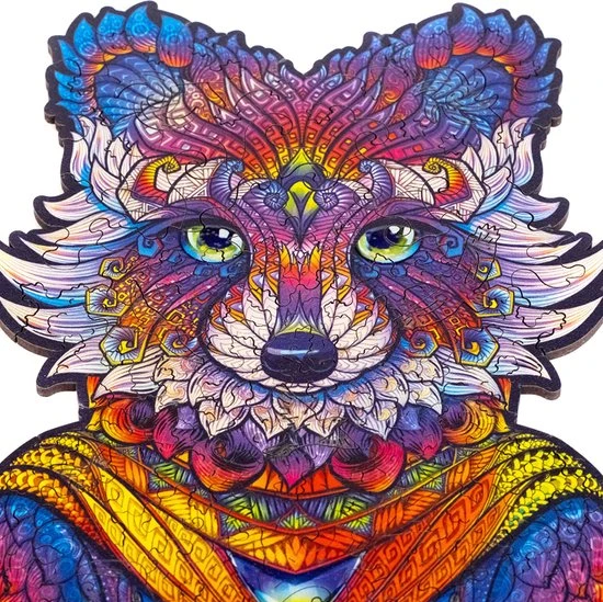 UNIDRAGON Houten Puzzel Dier - Uitstralende Wasbeer - 196 Stukjes - Medium 24x32 Cm 7 UNIDRAGON Houten Puzzel Dier - Uitstralende Wasbeer - 196 Stukjes - Medium 24x32 Cm - Afbeelding 7