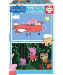 Educa HOUT: Peppa Pig - 2 X 16 Stukjes