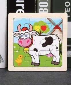 Merkloos Houten Kinderpuzzel - Koe