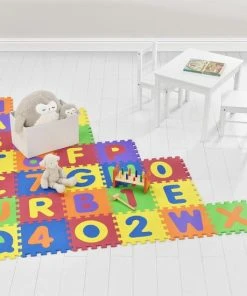 Merkloos Kinderpuzzelmat - Kim - 36-delig - Bestaande Uit Letters & Cijfers