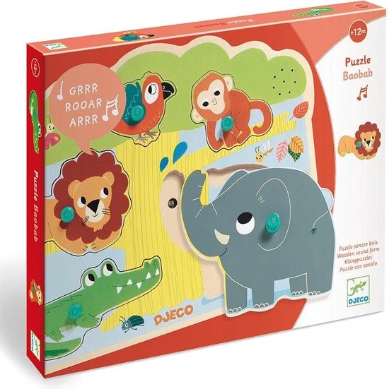 Djeco Geluidenpuzzel - De Zoo - 5 Stukjes 5 Djeco Geluidenpuzzel - De Zoo - 5 Stukjes - Afbeelding 5