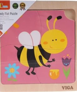 Vigatoys Viga Toys Houten Legpuzzel Bij 15 Cm 4 Stukjes Roze