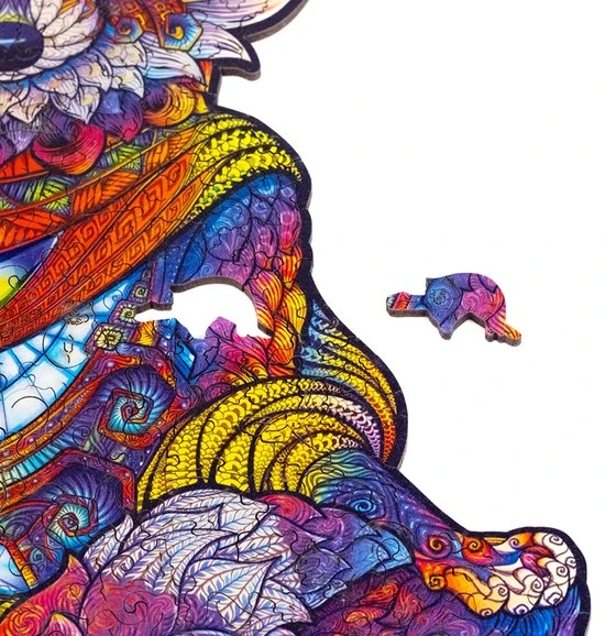 UNIDRAGON Houten Puzzel Dier - Uitstralende Wasbeer - 196 Stukjes - Medium 24x32 Cm 4 UNIDRAGON Houten Puzzel Dier - Uitstralende Wasbeer - 196 Stukjes - Medium 24x32 Cm - Afbeelding 4