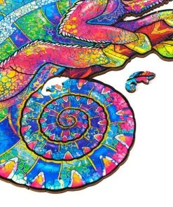 UNIDRAGON Houten Puzzel Dier - Regenboogkleurige Kameleon - 202 Stukjes - Medium 26x33 Cm -Goedkope puzzels winkel 550x578 8