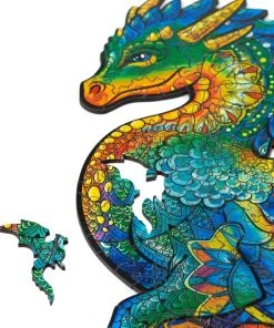 UNIDRAGON Houten Puzzel Dier - Beschermende Draak - 330 Stukjes - King Size 27x44 Cm -Goedkope puzzels winkel 550x650