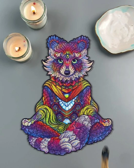 UNIDRAGON Houten Puzzel Dier - Uitstralende Wasbeer - 196 Stukjes - Medium 24x32 Cm 2 UNIDRAGON Houten Puzzel Dier - Uitstralende Wasbeer - 196 Stukjes - Medium 24x32 Cm - Afbeelding 2