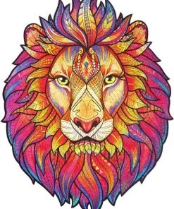 UNIDRAGON Houten Puzzel Dier - Mysterieuze Leeuw - 700 Stukjes - Royal Size 42x54 Cm