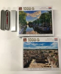 King International King - Legpuzzels Dutch Collection - City Hall And Market, Delft Netherlands + Prinsengracht, Amsterdam, Netherlands (2 X 1000 Stuks) | 68 X 49 Cm | Inclusief Unieke En Praktische Rode, Blauw Schrijvende Laserbalpen In Luxe Opbergbox. -Goedkope puzzels winkel 550x733 2