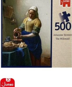 Merkloos Puzzel - Johannes Vermeer - Melkmeisje - The Milkmaid - Vermeer - Jumbo - 500 Stukjes - 34 X 49 Cm