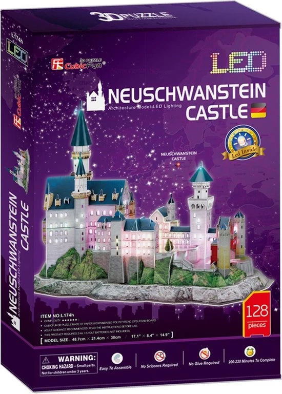 House Of Holland 3D Puzzel Kasteel Neuschwanstein Met LED Verlichting 2 House Of Holland 3D Puzzel Kasteel Neuschwanstein Met LED Verlichting - Afbeelding 2