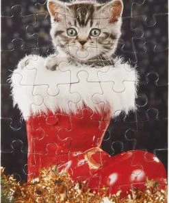 Merkloos Mini Kerstpuzzel - Groen / Multicolor - Karton - 15 X 21 Cm - Set Van 2 - 35 Stukjes - Assorti - Puzzel - Speelgoed - Cadeau -Goedkope puzzels winkel 550x781 3