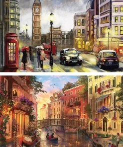 St Helens Home And Garden 2 In 1 Legpuzzel - 2 X 500 Stukjes - London & Venice - 36,1 X 48,8 Cm - Londen & Venetie Puzzel