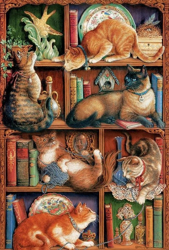 Feline Bookcase 2000 Cobble Hill Art By Janet Kruskamp 1 Feline Bookcase 2000 Cobble Hill Art By Janet Kruskamp