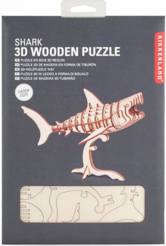 Kikkerland 3D Puzzel Van Hout - In De Vorm Van Een Haai - Schoencadeautjes Sinterklaas 3 Kikkerland 3D Puzzel Van Hout - In De Vorm Van Een Haai - Schoencadeautjes Sinterklaas - Afbeelding 3